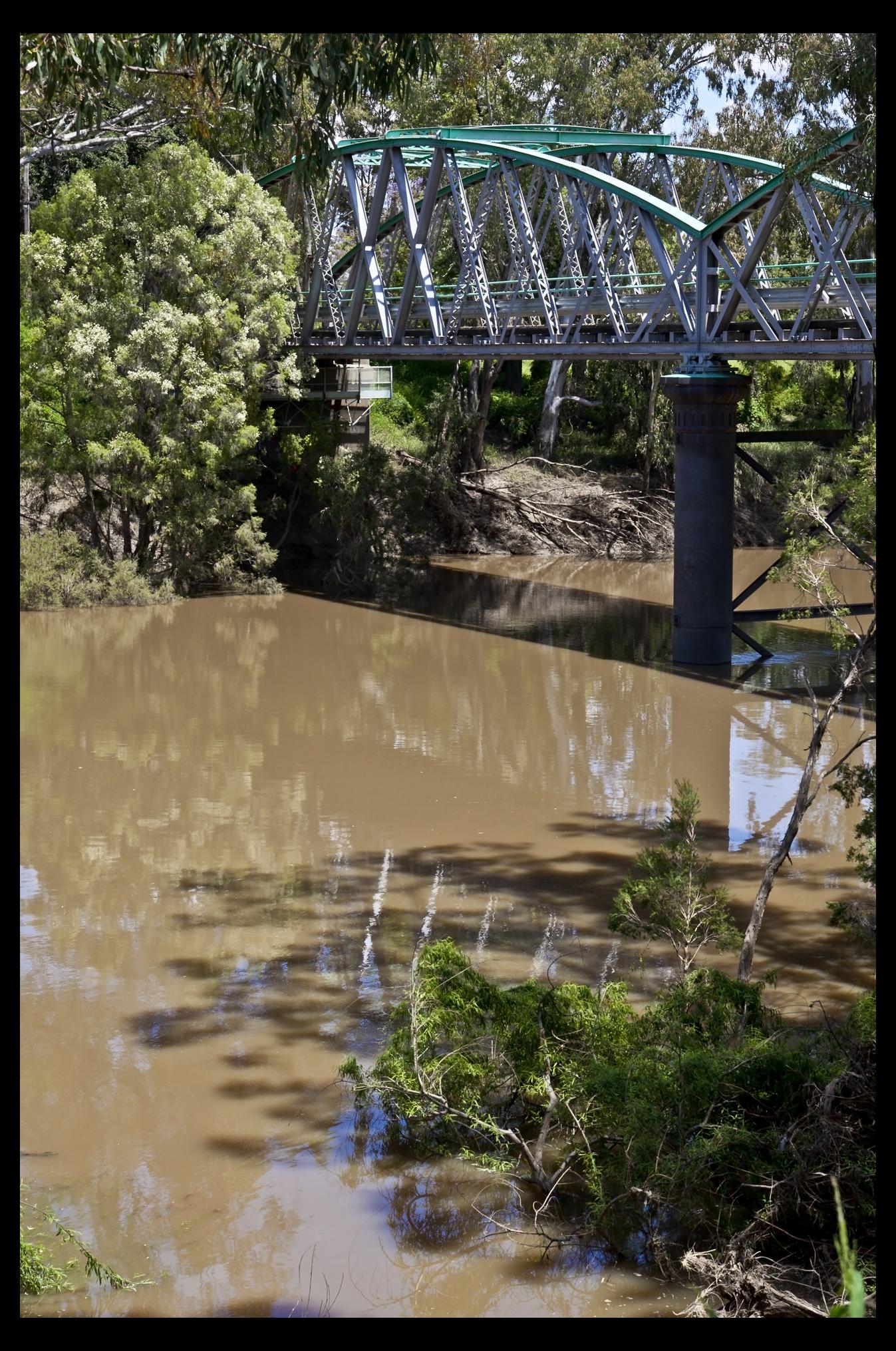 The Dumaresq River marking the Queensland-New South Wales border at Goondiwindi