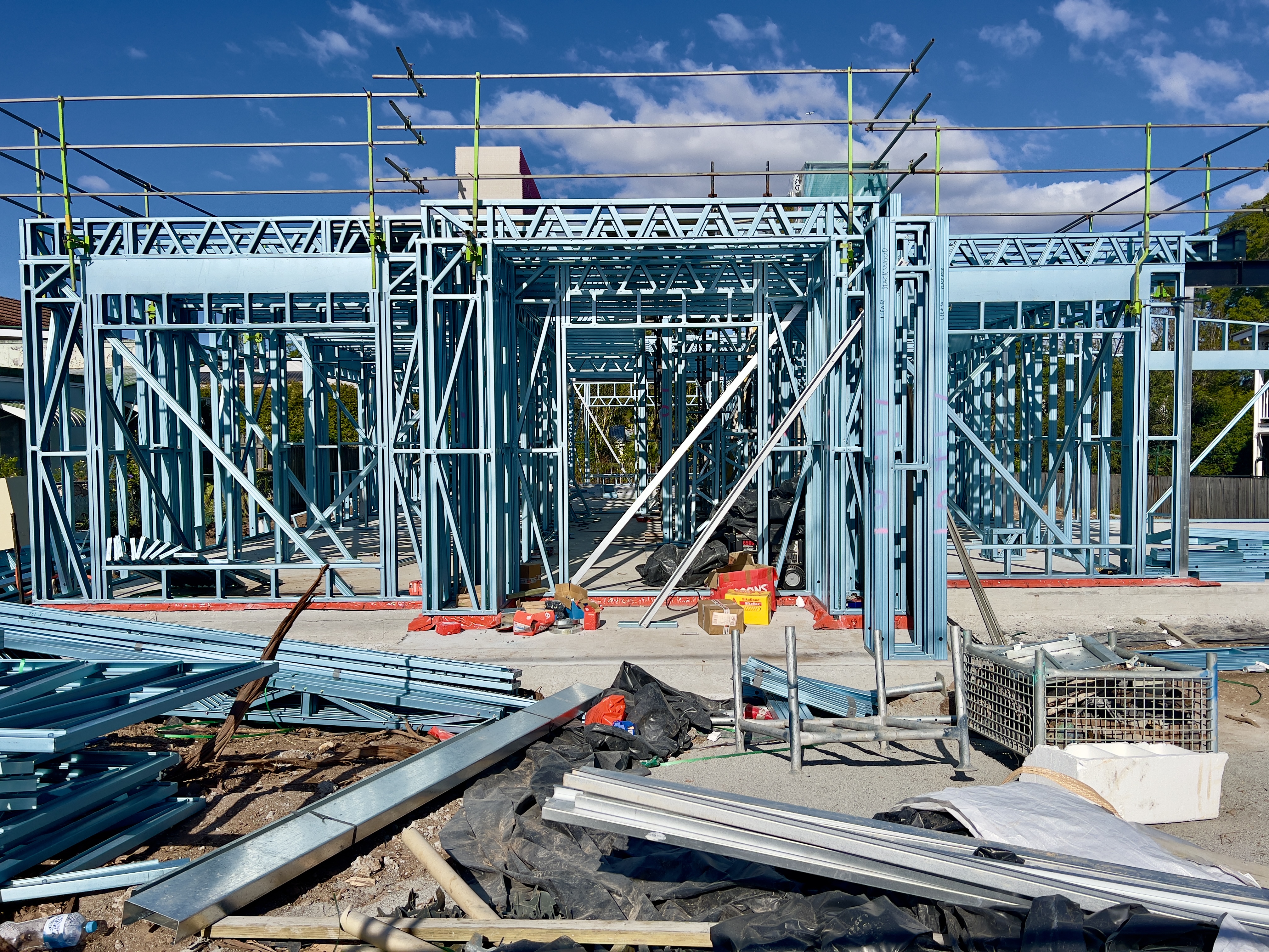 Steel-framed house under construction in Sherwood, Queensland